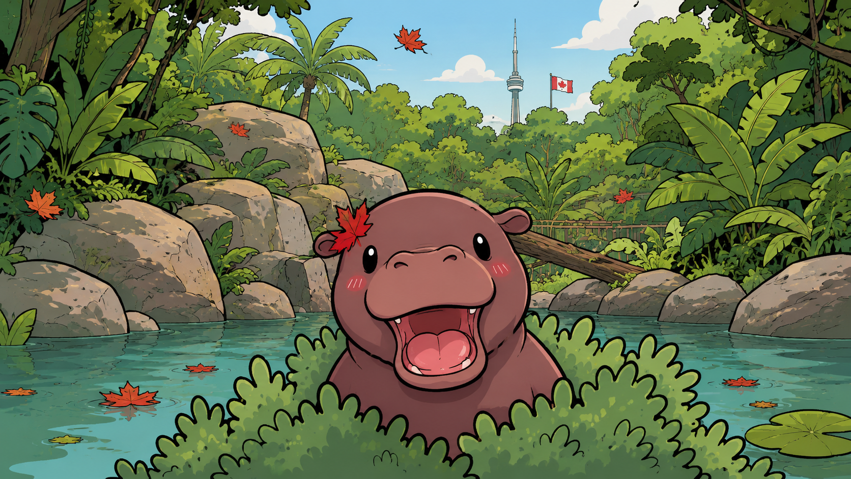 Maple the pygmy hippo in her Toronto Zoo habitat